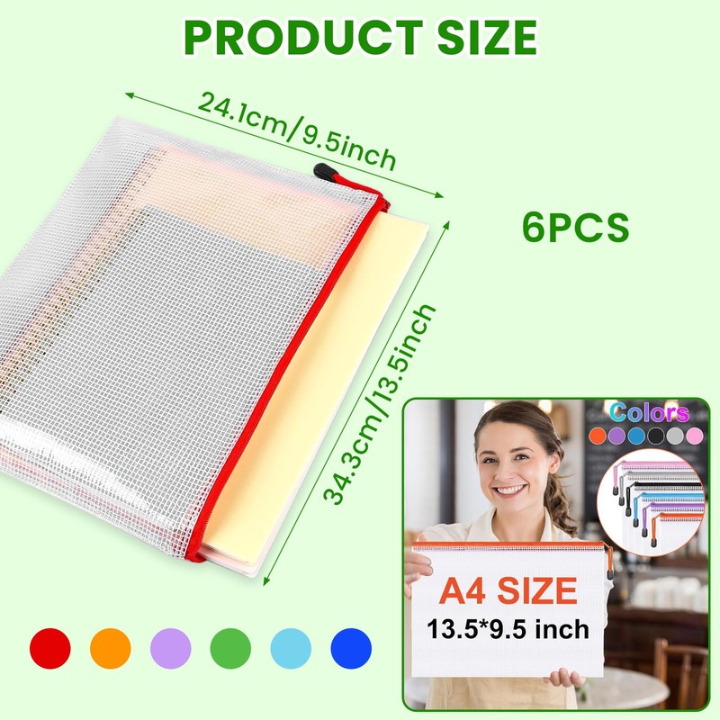 NICKLIN Pack of 6 Document Wallets A4 Document Folder Transparent