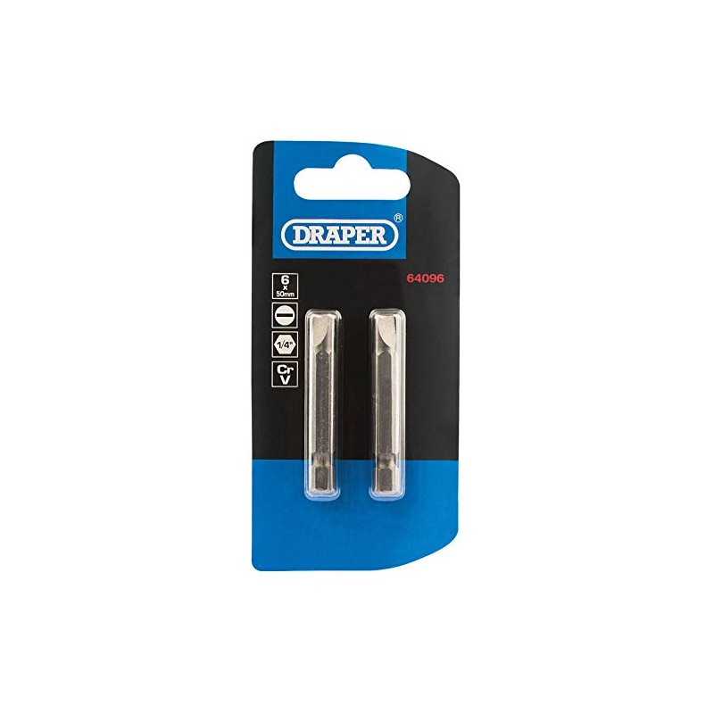 Draper 64012 6.5mm 1/4" Hex Plain Slot Insert Bit 25mm