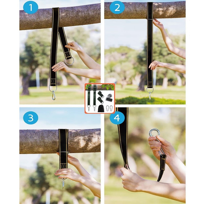 Taicols Tree Swing Hanging Straps, 2 Pcs 1.5M/5ft Hammock Tree