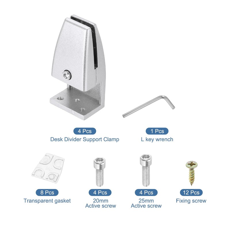 PATIKIL 1.7x1.3x3.6" Desk Divider Support Clamp, 4 Pcs Aluminum Desk