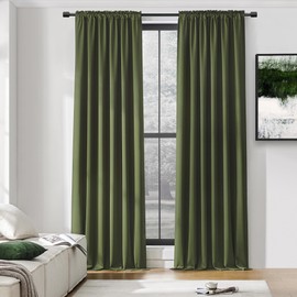 DONREN Olive Green Curtains 96 Inch Length for Sliding Glass Patio Door,Blackout Window Curtain Panels for Living Room,Thermal Insulated Bedroom Home Decor,Set of 2 Panel,W 52 by L 96 Inch