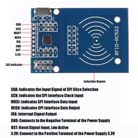 AEDIKO 4pcs RFID Kit RC522 RF IC Card Sensor Module MFRC-522 RFID Reader Module with Key Ring + S50 White Card + Jumper Wires