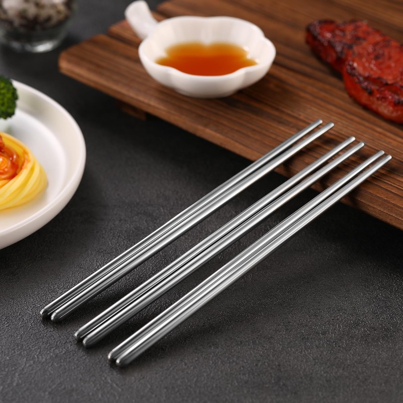 Honeydak 100 Pairs Metal Chopsticks Bulk 8.2 Inch Reusable Stainless