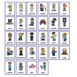 Lachilly Occupations English Words Learning Flashcards, High Frequency Words, Beginning Reading, Kindergarten ESL Teaching Materials, Autism Learning Materials, Vocabulary Building, 15 Cards, 28 Words