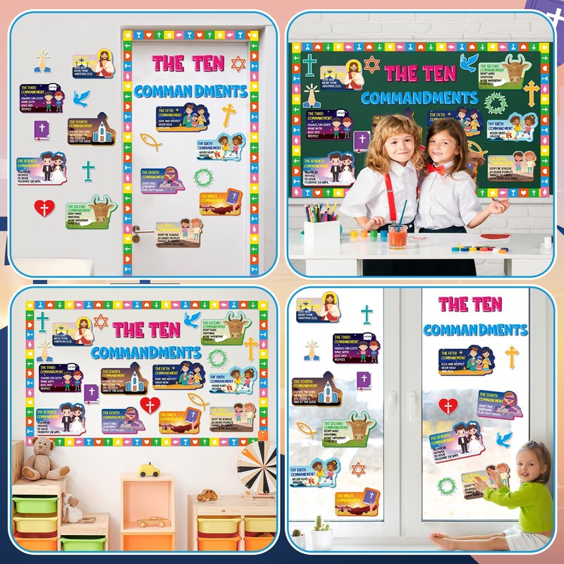 gisgfim Ten Commandments Bulletin Board Decorations Set Back to School