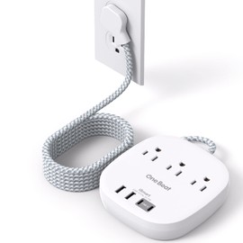 10Ft Flat Plug Power Strip, Ultra Thin Extension Cord - 3 Outlets 4 USB Ports (2 USB C) Desktop Charging Station, Cruise Ship Power Strip with No Surge Protection for Travel, Dorm Room Essentials