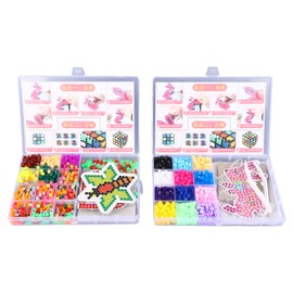 Kids Fuse Beads Kit 5mm 24 Colors DIY Hand Crafted Melting Beads Set with 4 Template 4 Ironing Paper Tweezers