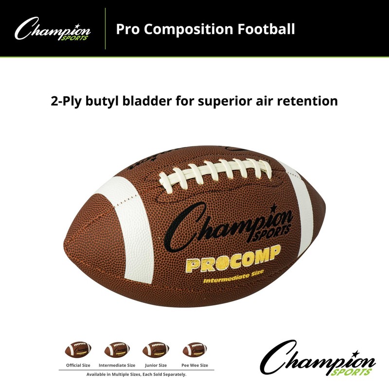Champion Sports CF200 Intermediate Size Composite Football, Brown