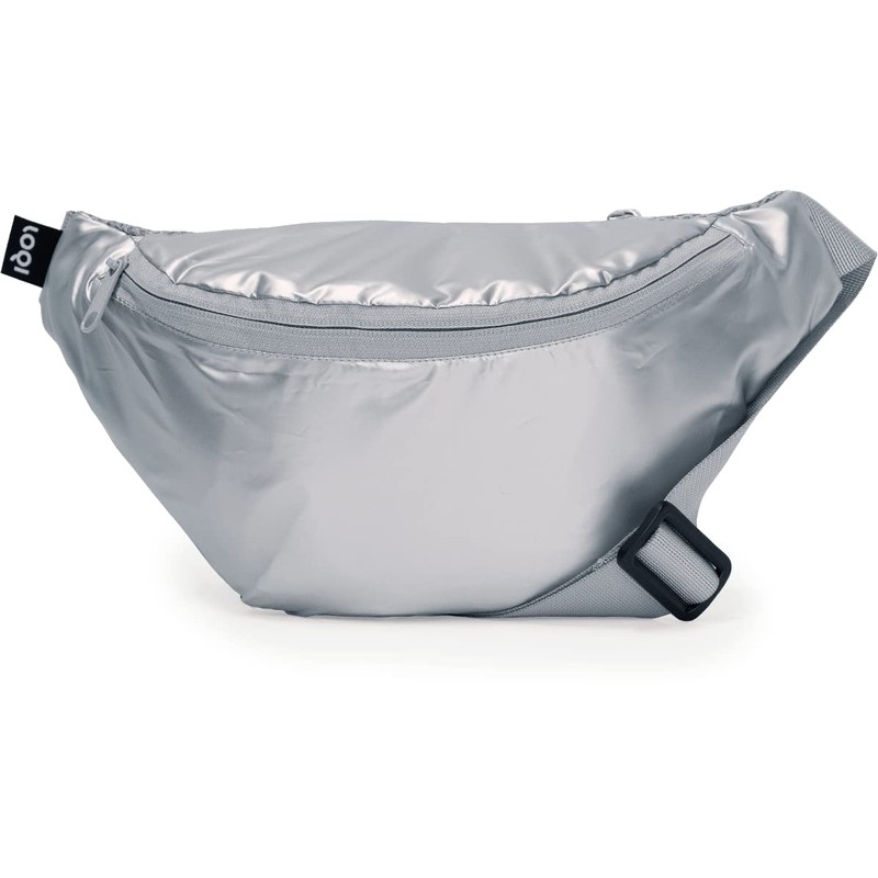 LOQI Unisex Adult Metallic Bum Bag, silver