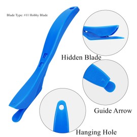 Umaki 3 Pack Safety Cutter Vinyl Knife Tool Film Cutter Wrapping Paper Cutter, Utility Cutting Knife for Automotive Vinyl Wrap, Window Tint, Craft Vinyl, Home and Office Use, Green+Blue