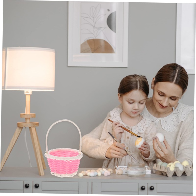 WHAMVOX 6Pcs Mini Plastic Woven Baskets for Easter Egg Decoration
