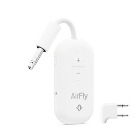 AirFly Pro 2 Deluxe – Bluetooth Adapter for Airplane, Pair 2 AirPods or Wireless Headphones – 3.5mm AUX Bluetooth Transmitter/Receiver for Cars, Boats, Treadmills, TVs – Airplane Travel Essentials
