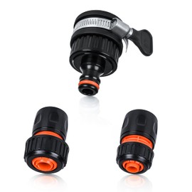 ABAZO Universal Adapter Tap Garden Hose - Adjustable 13 mm - 15 mm - Tap Hose Adapter - Tap with Quick Connector for 1/2 Inch and 3/4 Inch Hoses - Leak-Proof - Durable