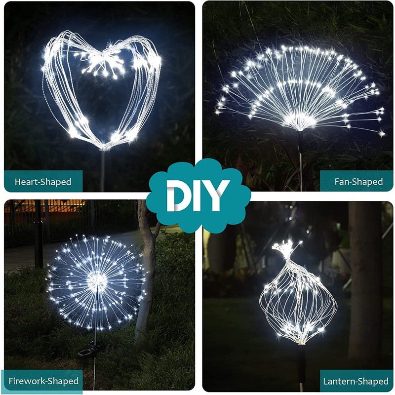 JJGoo Solar Firework Lights, 2 Pack 180 LEDs 2 Lighting