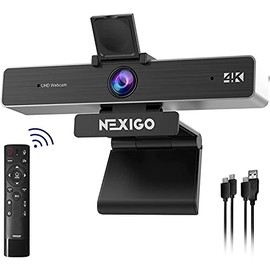 NexiGo N950P - Cámara web con zoom 4K con control remoto, sensor Sony_Starvis, zoom digital 5X, cámara web profesional con micrófonos estéreo duales, 