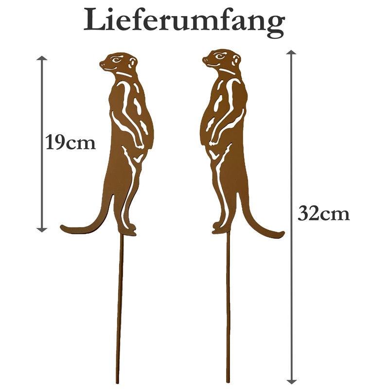 KRONLY Pack of 2 Meerkats 32 cm Garden Stake -