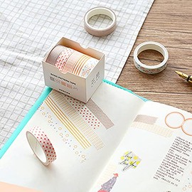 Washi Decorative Masking Tape for Scrapbooks, Journals, Photo Sticker DIY Decor and Craft Applied (20PCS 10MM Basic Shapes Set)