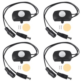 AITIAO 4Pcs DC 5V-24V 5A PIR Motion Activated Sensor Light Switch Occupancy Motion Sensor with DC Coupler Cable for LED Strip Light Kitchen Bathroom Storehouse
