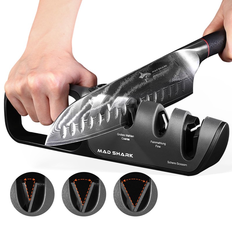 Knife Sharpener, 6 Adjustable Sharpening Angle, Coarse & Fine Knife