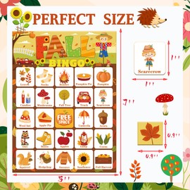 Pchdkj Fall Bingo Games for Kids Autumn Party Games with 24 Players Cards Harvest Games for Adults Children Outdoor Activities Supplies Favors Decorations