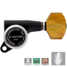 Gotoh NEW Gotoh SG381-P8 MGT Locking Tuners Amber Buttons 8-String Set 4x4 - BLACK
