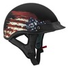 VCAN Cruiser Solid Flat Black Half Face Motorcycle Helmet (Flag,