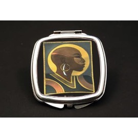 Bald Woman Dual Mirror Compact (African American Dual Mirror Compact)