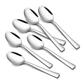TeamFar Teaspoon Set of 6, 6.7 Inch Stainless Steel Mini Tea Spoons, Small Spoon Silverware for Coffee Tea Soup Dessert, Non-Toxic & Heavy Duty, Mirror Polished & Dishwasher Safe