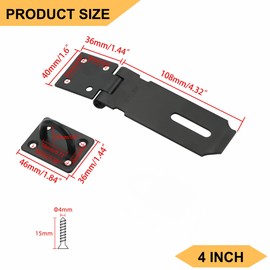 Alise 2pcs Door Locks Hasp Latch,4 Inch SUS 304 Stainless Steel Safety Packlock Clasp Hasp Lock Latch,with Fixing Screw for External Doors Window Cabinet Pet Cage,MS9B-4C-2P