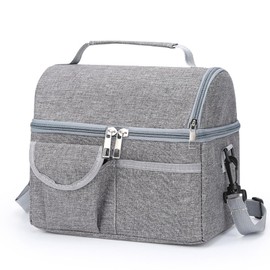 Cool Bag, Lunch Bag, Lunch Bag for Men and Women, Cool Bag Small with Adjustable Shoulder Strap, Waterproof, Leak-Proof, Lunch Bag for Work, School, Picnic, Beach (Grey)
