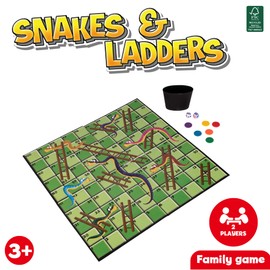 HTI Toys Traditional Snakes & Ladders Family Board Game | Fun Board Games Toys For All The Family | Perfect for Birthday Parties, Family Parties, Holiday Games | Perfect & Fun Gift For Any Child | 3+