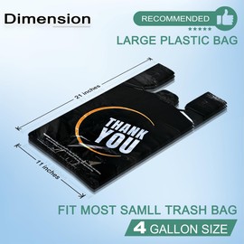 YoYoRain.(100 Count Black Plastic bags, T Shirt bags, Thank You Plastic Bags with handle,retail shopping bag, Carry bag Merchandise Bags and Disposable Supermarket Bag