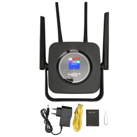 4G LTE Wireless Router Professional High Speed 300Mbps Mobile WiFi Hotspot with SIM Card Slot for European Region 100‑240V Black EU Plug