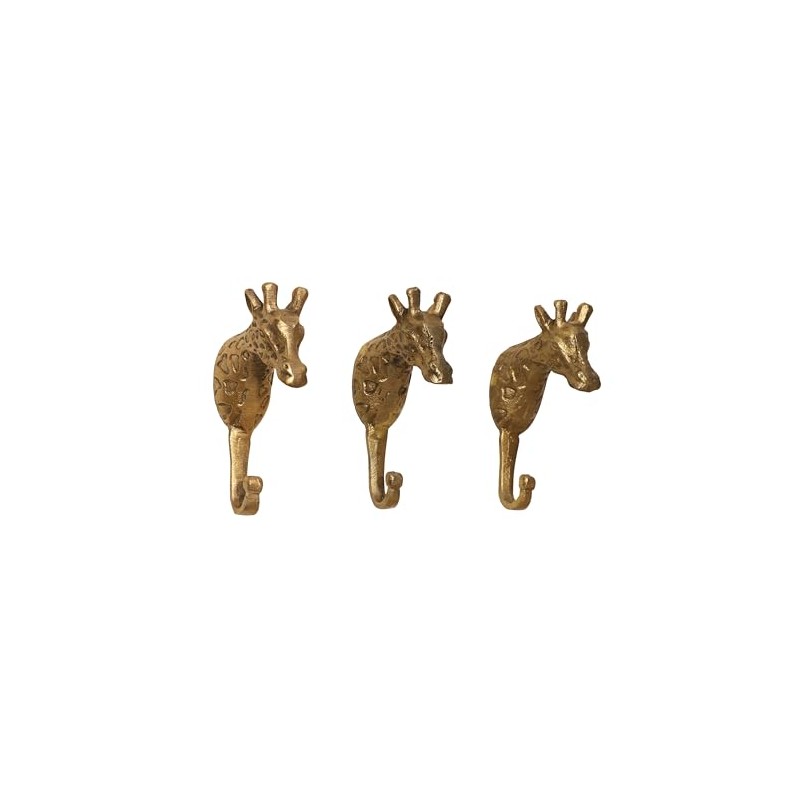 Melody Maison Set of 3 Gold Metal Giraffe Wall Hooks