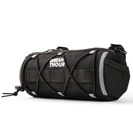 Greanthour Bike Handlebar Bag,Multifunctional Waterproof Mountain Bike Crossbar Front Bag，2.4L Large Capacity Bicycle Bag Bike Handlebar Bag with Waterproof Zipper Removable Straps for Cycling-Black