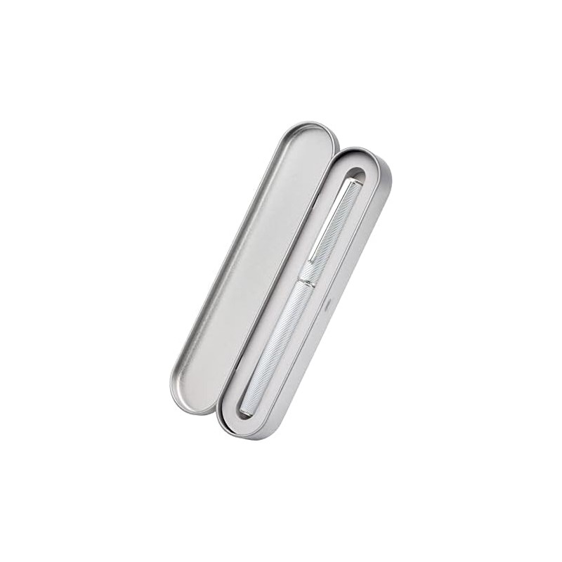 Hong Dian A3 - Pluma estilográfica de aluminio plateado, punta