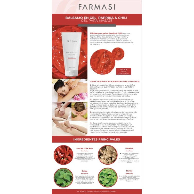 Gel Masaje Paprika Chile Flacidez Celulitis 150ml Mentol
