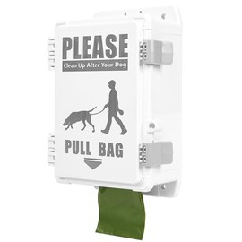 Dispensador de bolsas de caca para perro, dispensador de bolsas impermeables para perros para exteriores con capacidad para hasta 8 rollos de bolsas de desecho, pared al aire libre, estaca, poste,