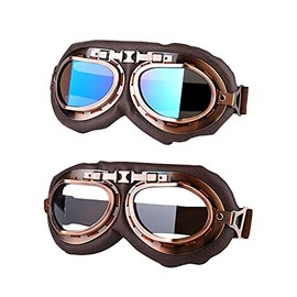 LJDJ Motorcycle Goggles - Vintage Pilot Style Goggles Dirt Bike ATV Motocross Riding Offroad Eyewear Scooter Outdoor Sports Glasses Combat Tactical Goggles for Men Women Youth Adult