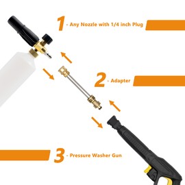 Fai Top Pressure Washer Gun Adapter, 1/4 Inch Internal Thread Quick Coupling, Snow Foam Lance Adapter, Foam Cannon Pistol Connection Fittings for Bosch (Not AQT) / Husky
