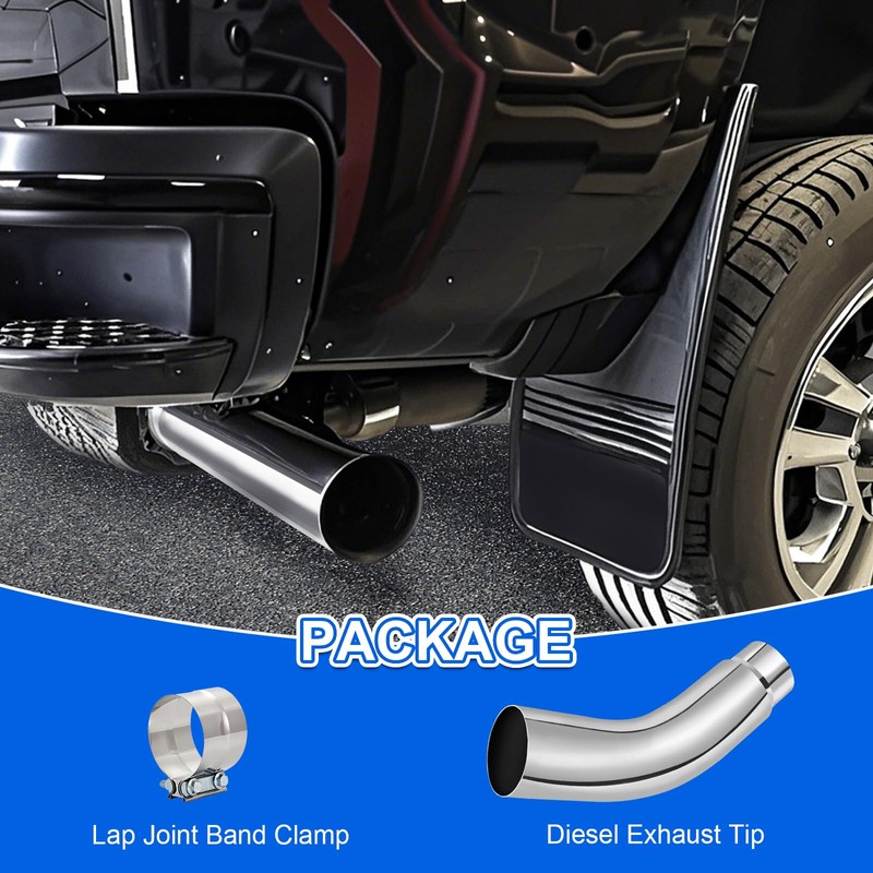 Floshine Diesel Exhaust Elbow Tip, Side Exit Exhaust Tip, chromed