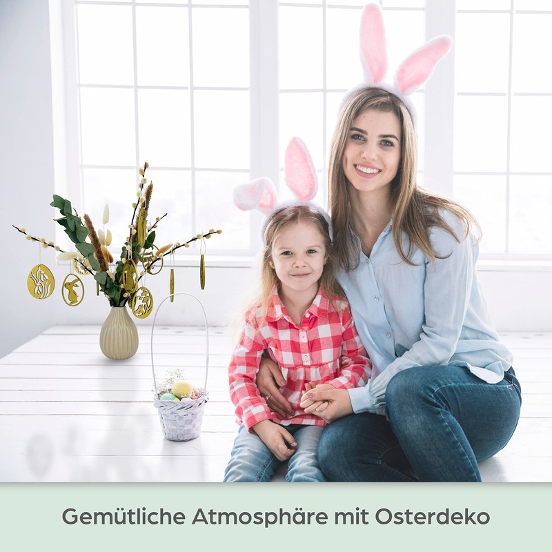 Birdart Box® 12x Ostereier zum Aufhängen – Osterdeko aus Holz,