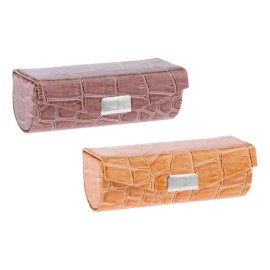 2 Estuches Para Pintalabios De Piel Marrón Anaranjado