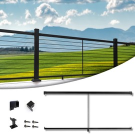 Muzata 6'6" Aluminum Handrail Kit Black Cable Railing System Work with Wood Metal Aluminum Post Premium Deck Railing Deck Stairs, HK42 BNP