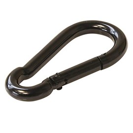 1/4" Black Powder Coated Steel Spring Hooks Carabiners (5)