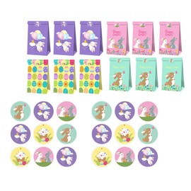 Zerodeko 30pcs Easter Themed Wrapping Pouch Set with Sealing Stickers Candy Bags for Parties Festivals and Celebrations for Treats Goodies and Daily Storage