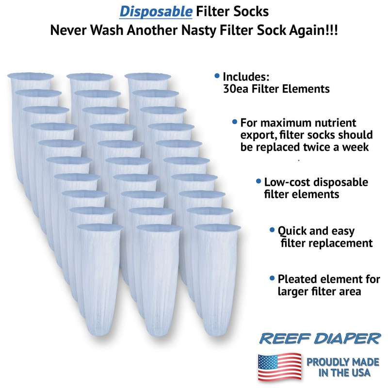 Reef Diaper Disposable Filter Sock Replacement Elements, for Use with