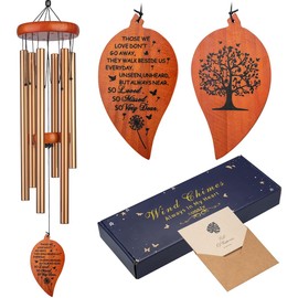KOSSLY 32" Memorial Wind Chimes, Bereavement Gift,in Memory of Loved One Loss of Mother Father，Home Decor Garden Patio Outdoor-Golden