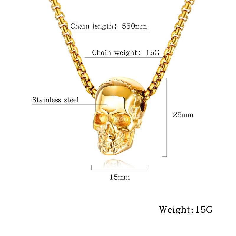 FILOBOKO Men Stainless Steel Skull Pendant Necklace Personality Necklace for