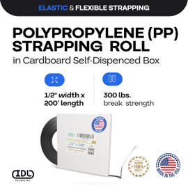 IDL Packaging 1/2" x 9000' Hand Grade Polypropylene (PP) Strapping Roll of 8" x 8" Core Size, 300 lbs Break Strength - Lightweight and Affordable Poly Banding - Flexible Packing Straps